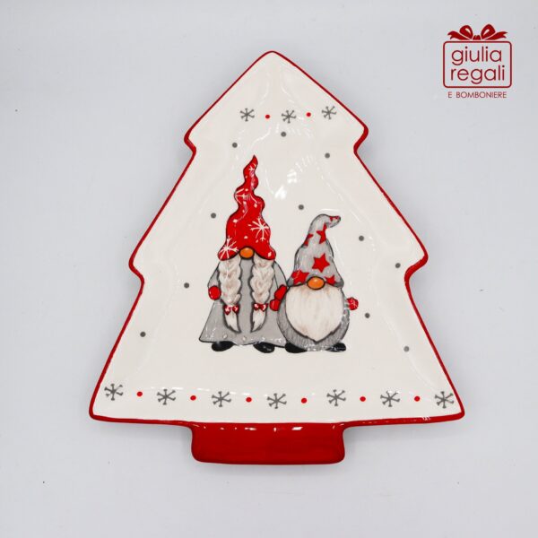 Antipastiera Natalizia Cuorematto a forma di Albero con Gnomi