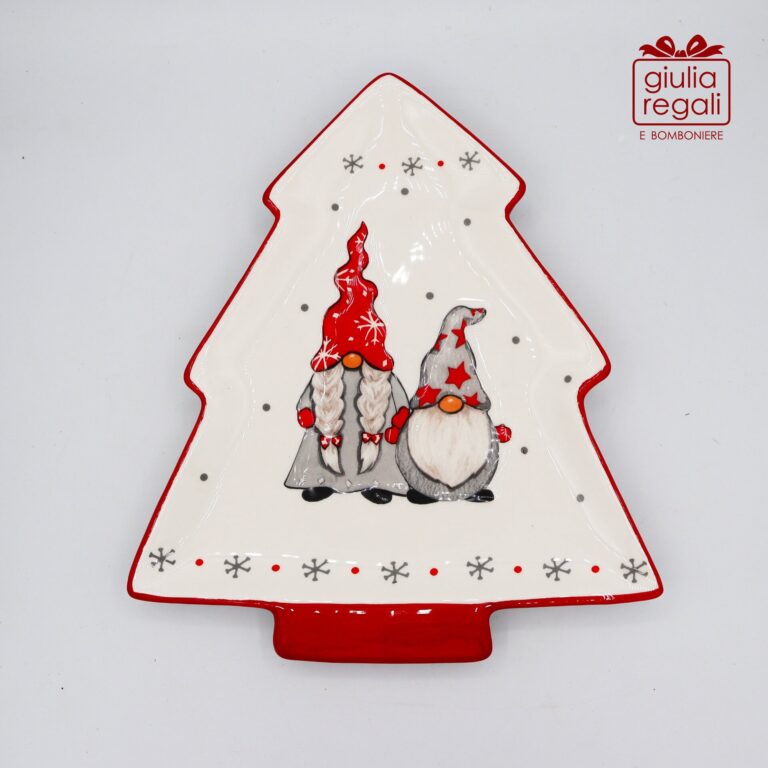 Antipastiera Natalizia Cuorematto a forma di Albero con Gnomi