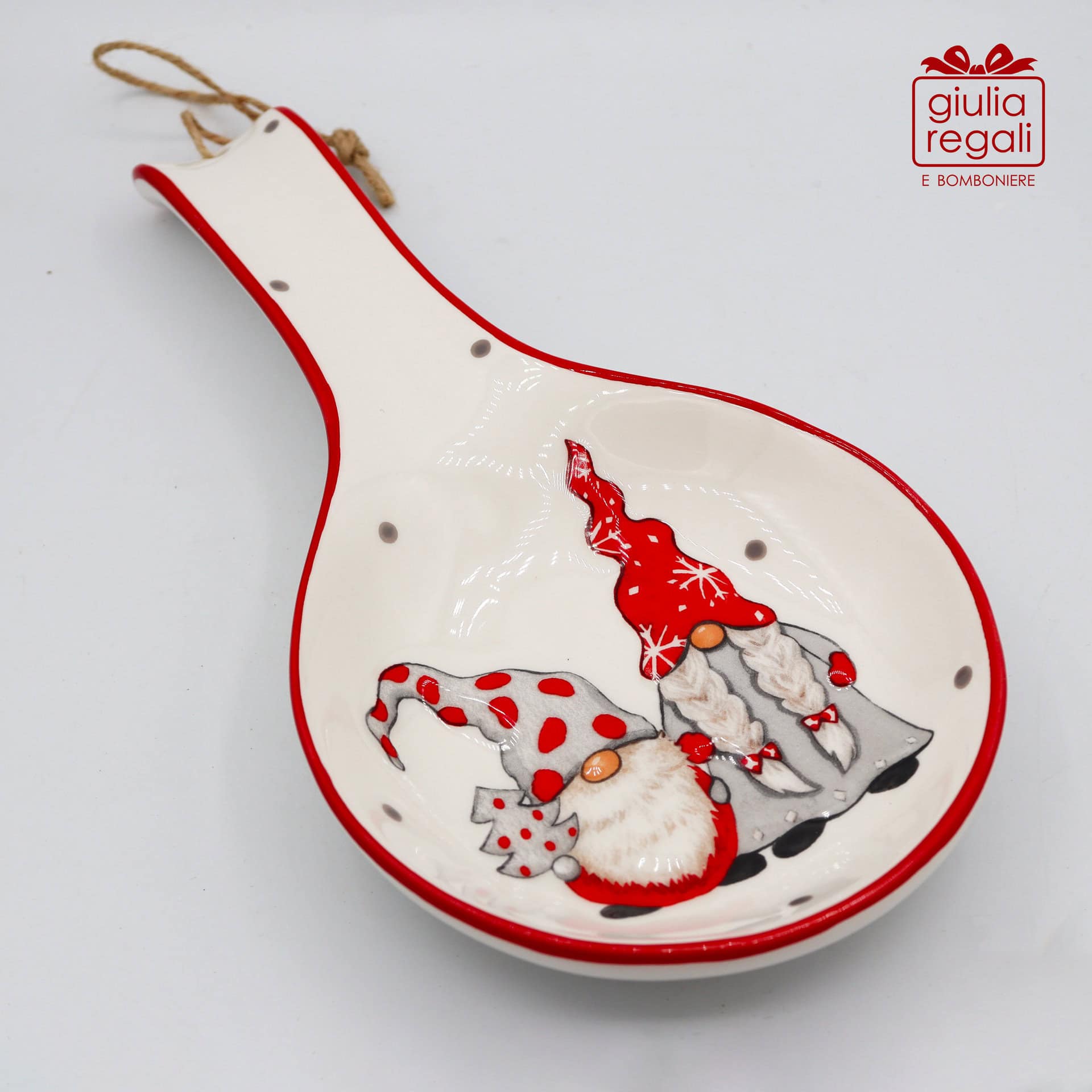 Poggia mestolo il ceramica Natalizio con Gnomi - 01 Poggia mestolo il ceramica Natalizio con Gnomi