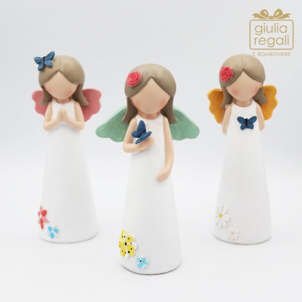 Bomboniera Angeli Bambine con Farfalle e Fiori - Cuorematto