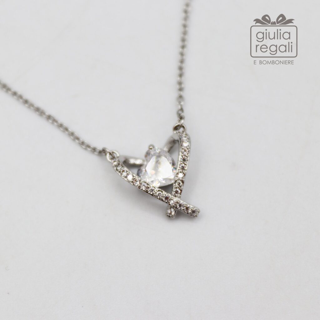 Collana ciondolo Cuore astratto color argento