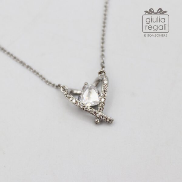 Collana ciondolo Cuore astratto color argento