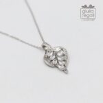 Collana ciondolo Foglia con vetro color argento