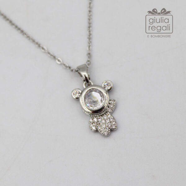 Collana ciondolo Orsetto saluto color argento