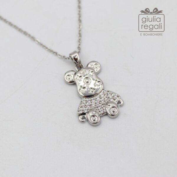 Collana ciondolo Orsetto stelline color argento
