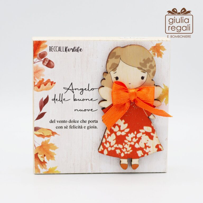 Quadretto in legno Angelo delle Buone Nuove 10x10 cm - Vento, Felicità, Gioia