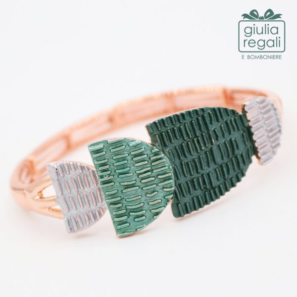 Bracciale anallergico elasticizzato dai toni verdi - D