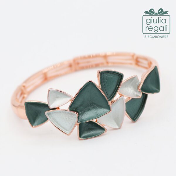 Bracciale anallergico elasticizzato dai toni verdi - F