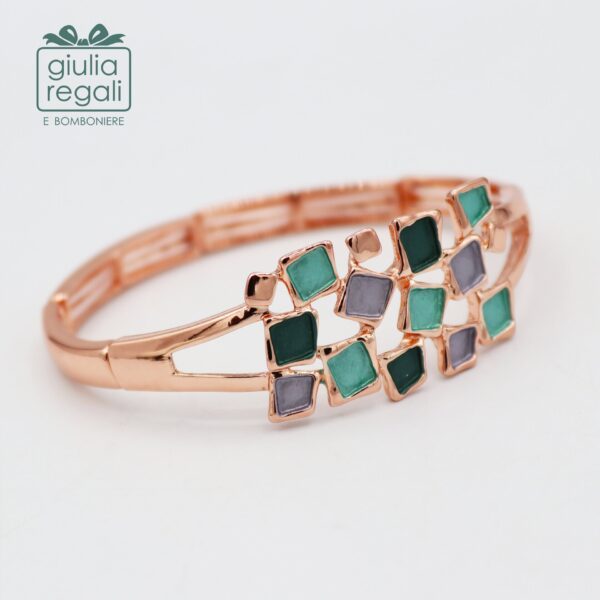 Bracciale anallergico elasticizzato verde e lilla - A
