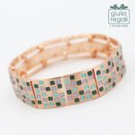 Bracciale anallergico elasticizzato verde e lilla - c
