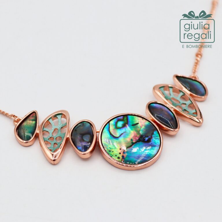 Collana girocollo artigianale anallergica sui toni del verde made in Italy - A