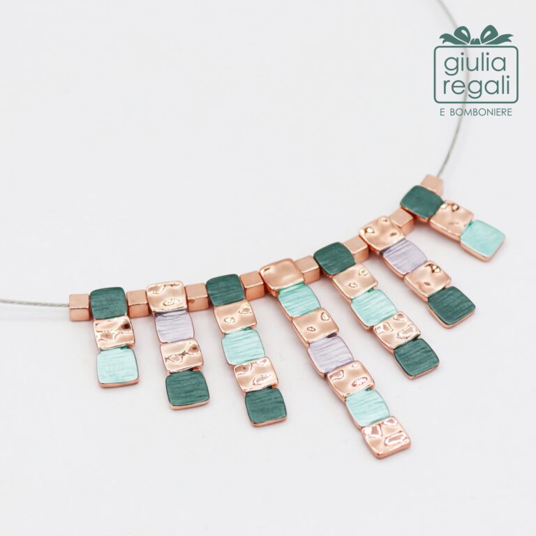 Collana girocollo artigianale anallergica sui toni del verde made in Italy - B