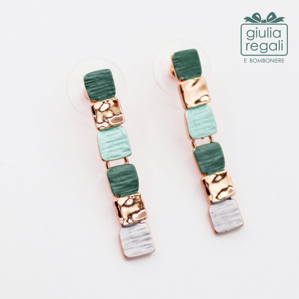 Orecchini artigianali anallergici sui toni del verde made in Italy - A