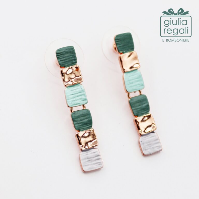 Orecchini artigianali anallergici sui toni del verde made in Italy - A