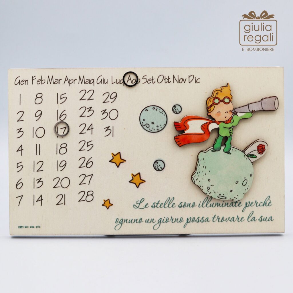Calendario Piccolo Principe Cannocchiale, Pianeta e Rosa
