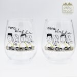 Set 2 bicchieri in vetro decoro cin cin