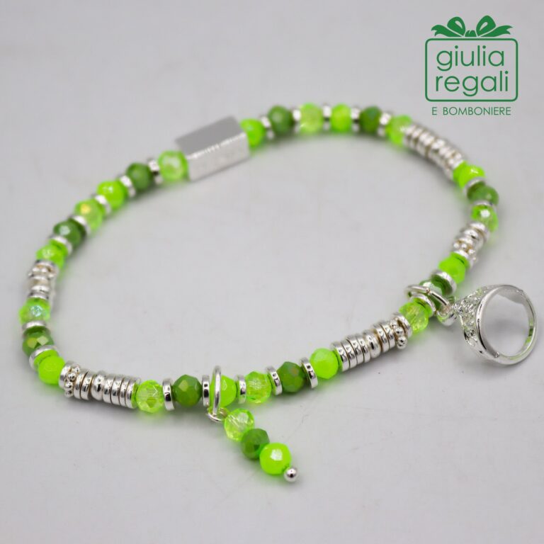 Braccialetto Pietre e Cristalli - Verde - Coroncina