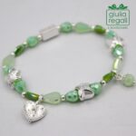 Braccialetto Pietre e Cristalli - Verde - Cuore Stelline