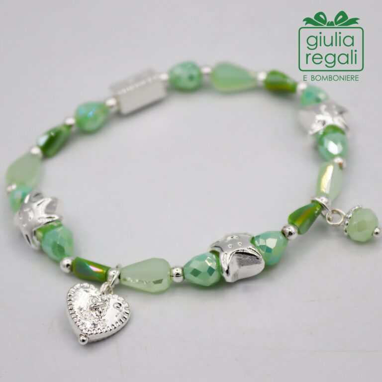 Braccialetto Pietre e Cristalli - Verde - Cuore Stelline