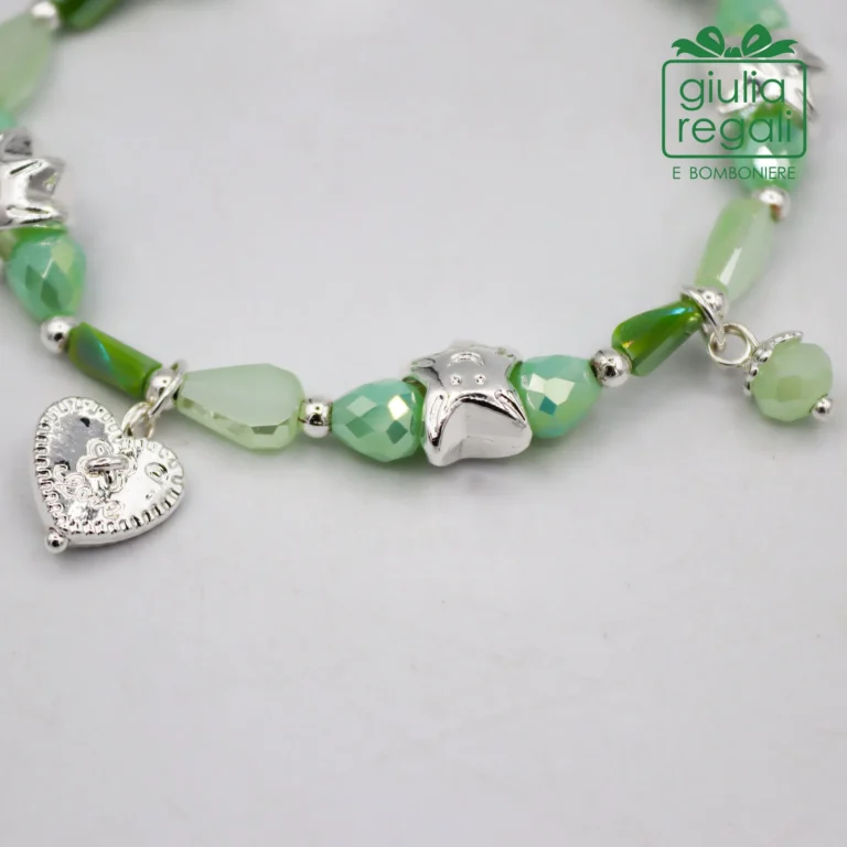 Braccialetto Pietre e Cristalli - Verde - Cuore Stelline