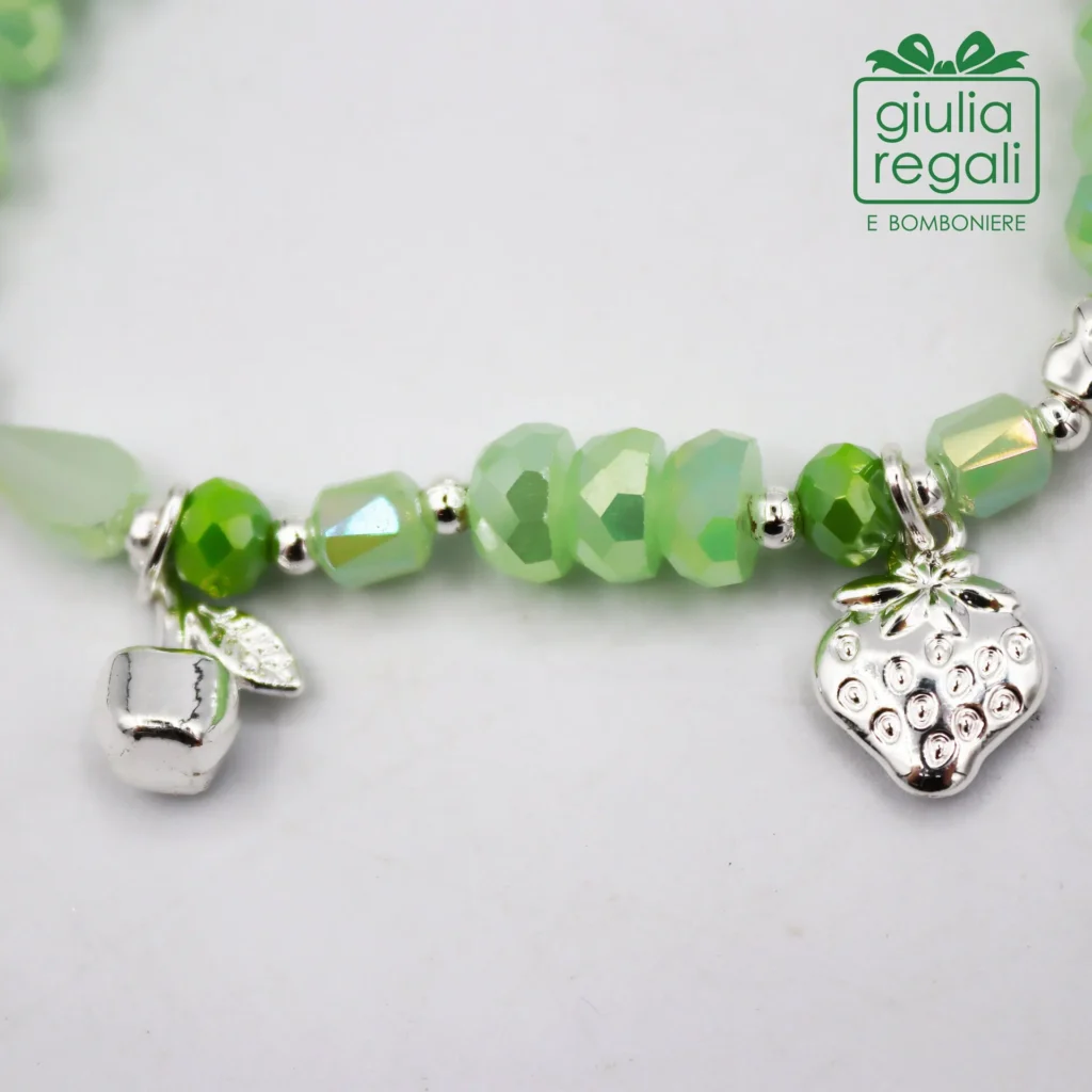 Braccialetto Pietre e Cristalli - Verde - Fragola Frutta