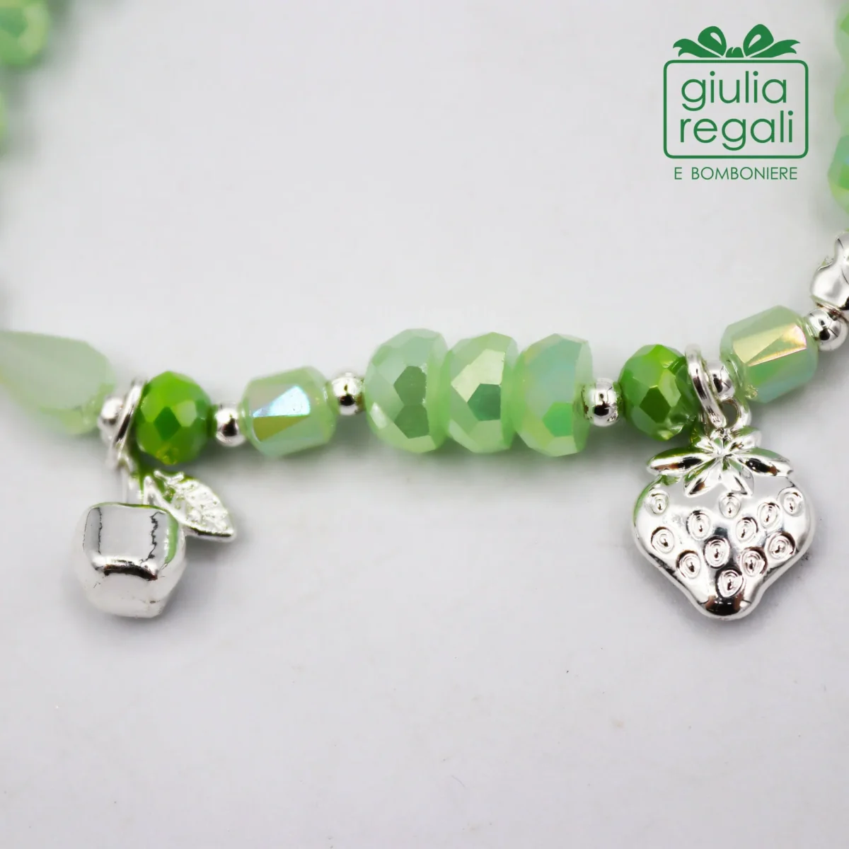 Braccialetto Pietre e Cristalli - Verde - Fragola Frutta