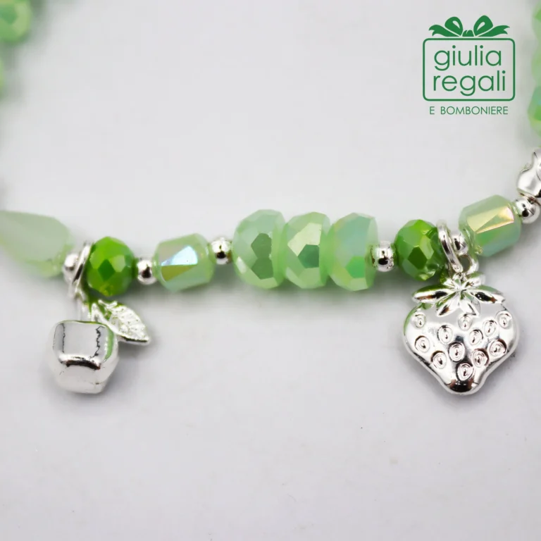 Braccialetto Pietre e Cristalli - Verde - Fragola Frutta
