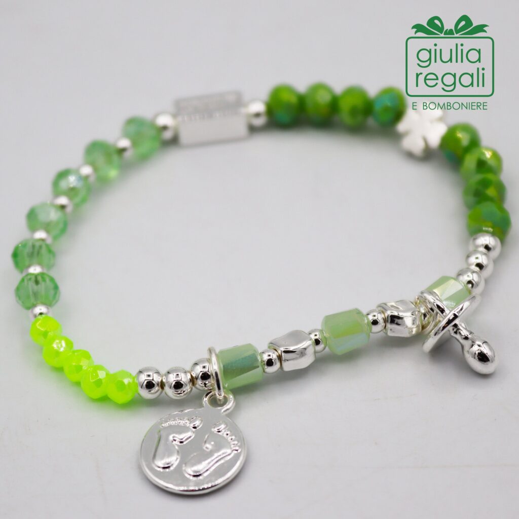 Braccialetto Pietre e Cristalli - Verde - Piedini Ciuccio