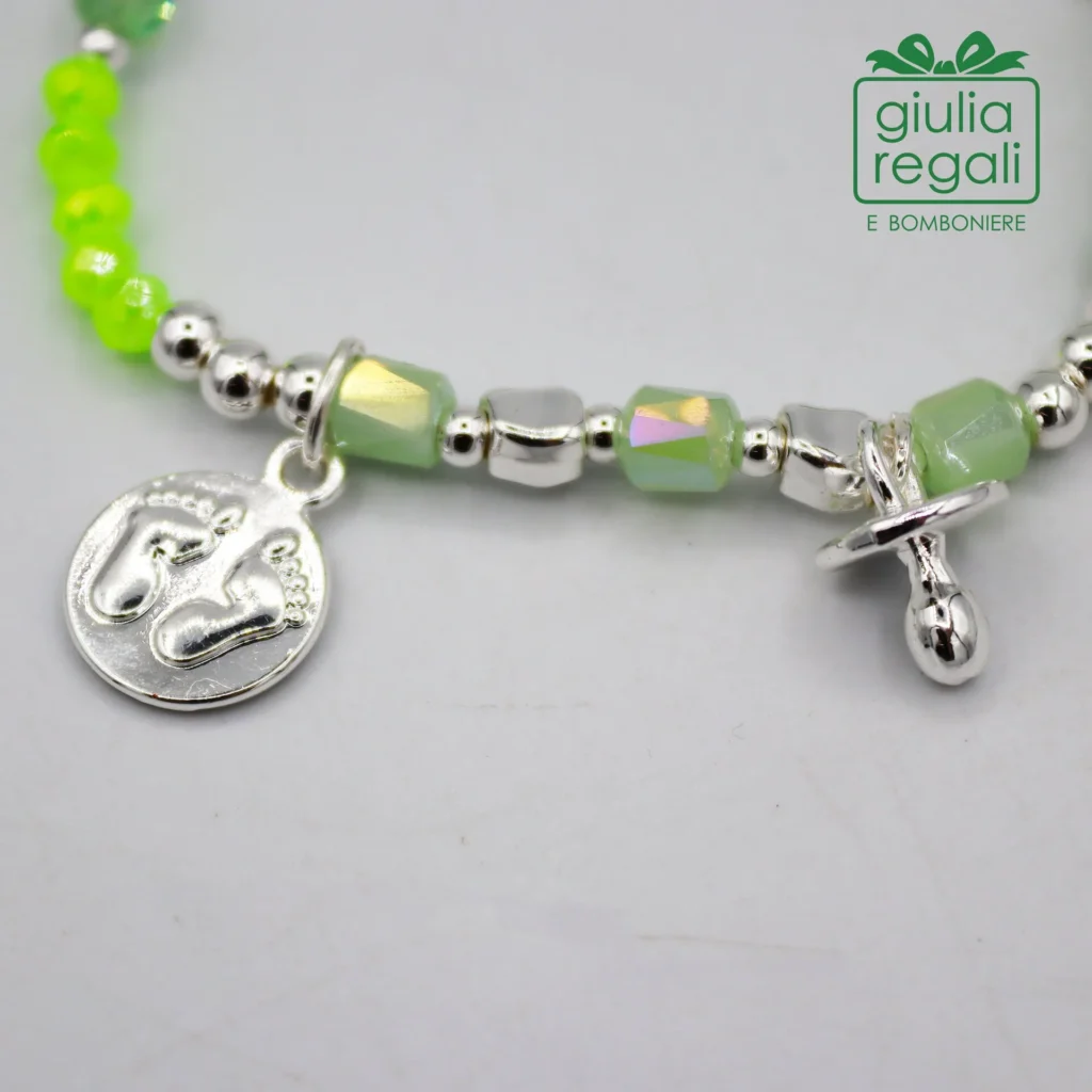 Braccialetto Pietre e Cristalli - Verde - Piedini Ciuccio