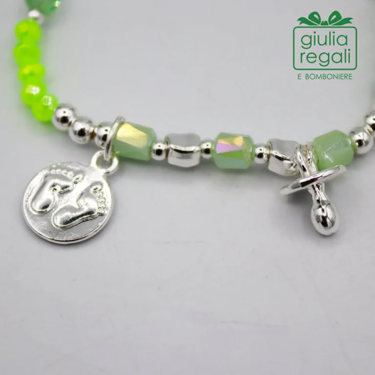 Braccialetto Pietre e Cristalli - Verde - Piedini Ciuccio