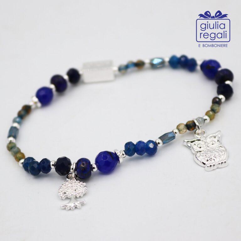 Braccialetto Pietre e Cristalli – Blu - Albero Gufo