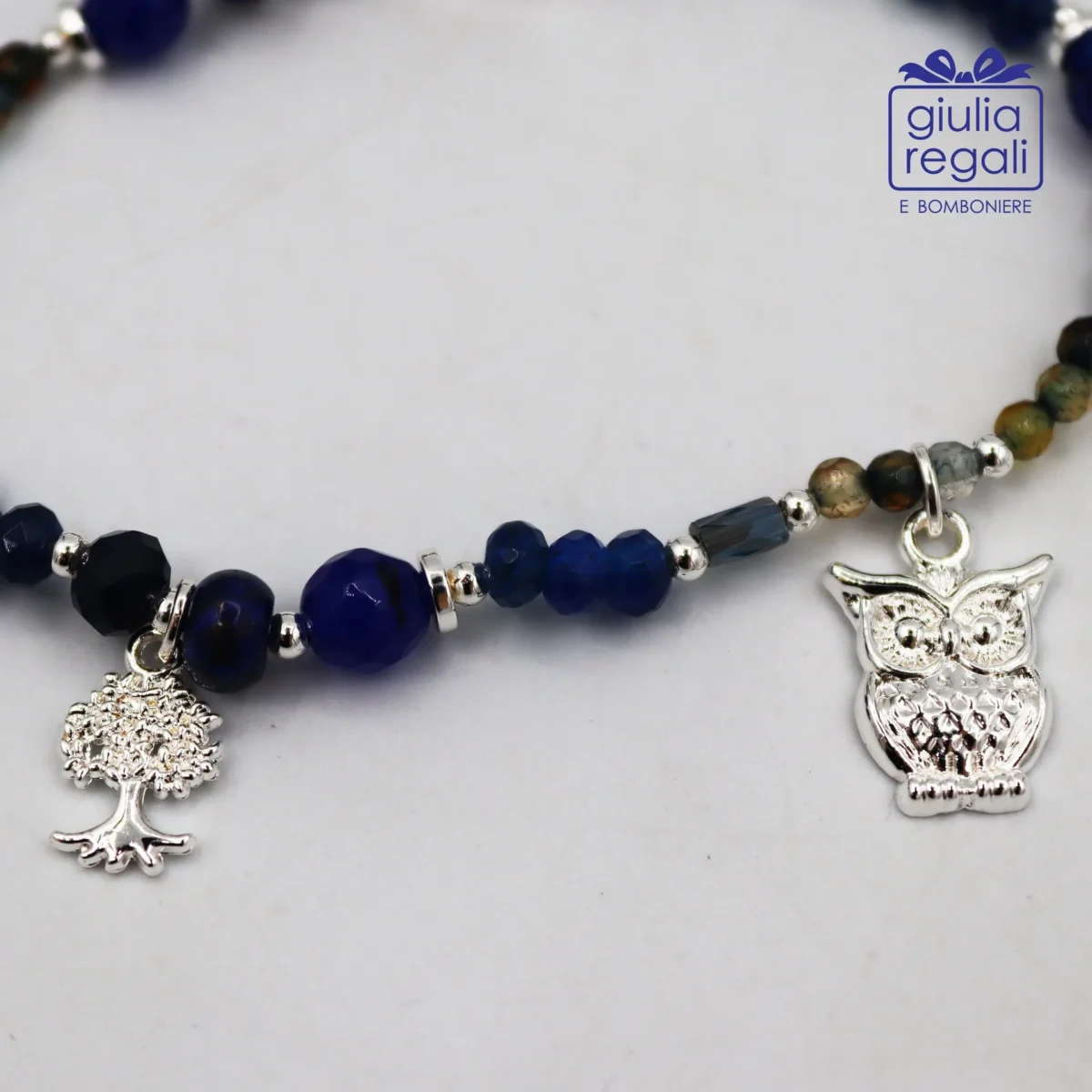 Braccialetto Pietre e Cristalli – Blu - Albero Gufo