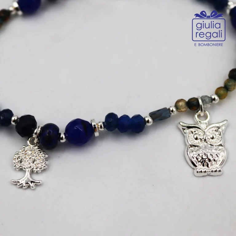 Braccialetto Pietre e Cristalli – Blu - Albero Gufo