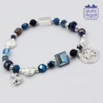 Braccialetto Pietre e Cristalli – Blu - Ferro di cavallo Quadrifoglio Sacco