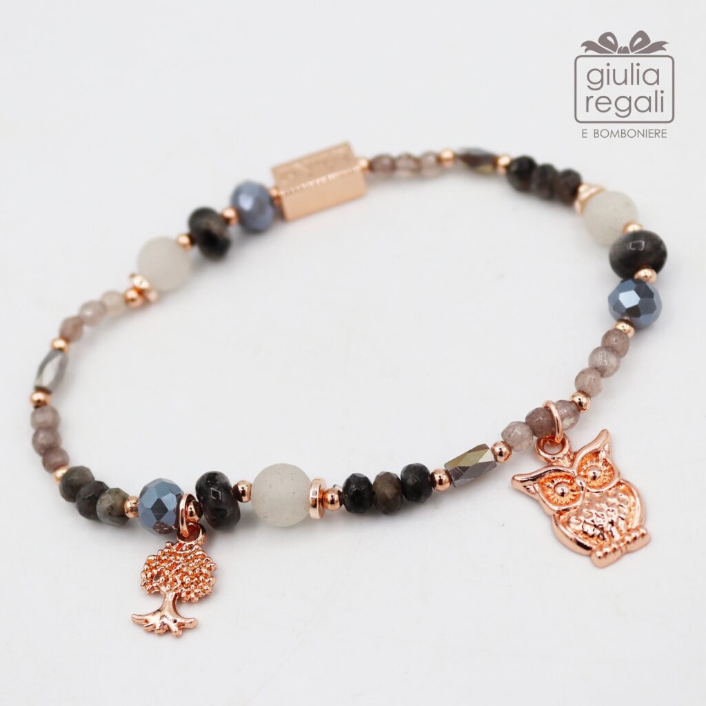 Braccialetto Pietre e Cristalli – Grigio – Albero Gufo