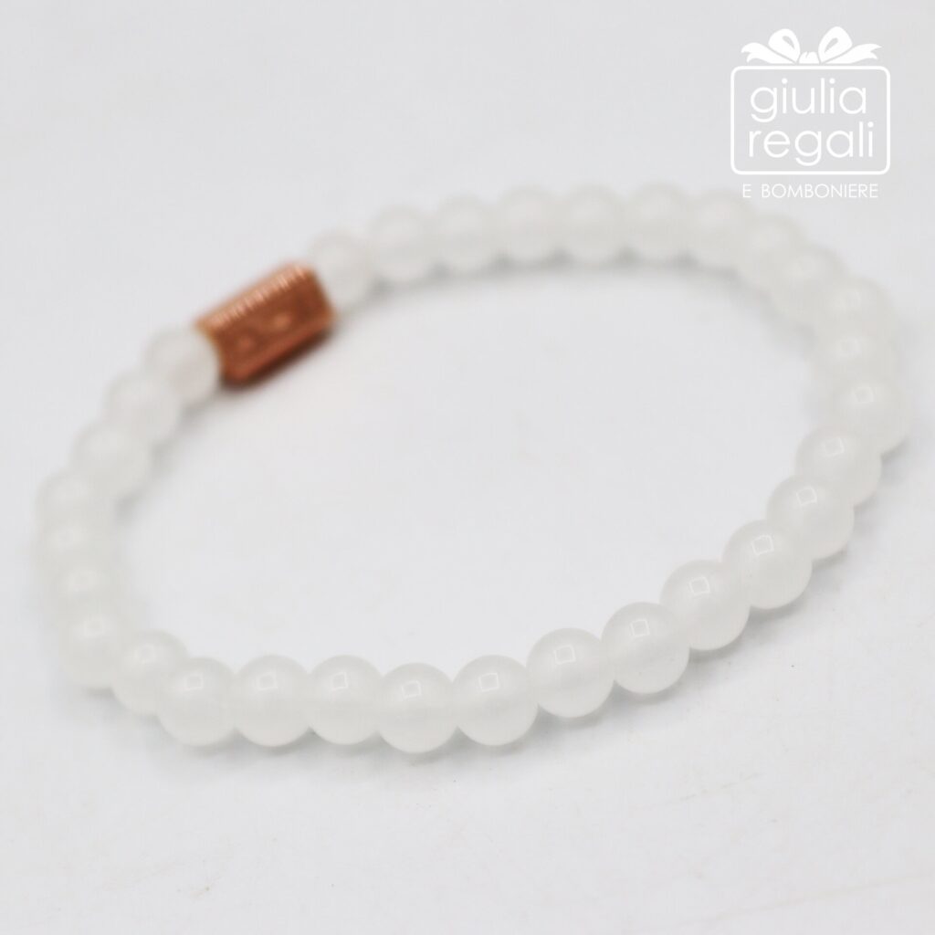 Braccialetto pietre e cristalli - bianco - no charm 1