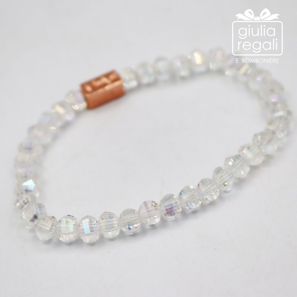 Braccialetto pietre e cristalli - bianco - no charm 5