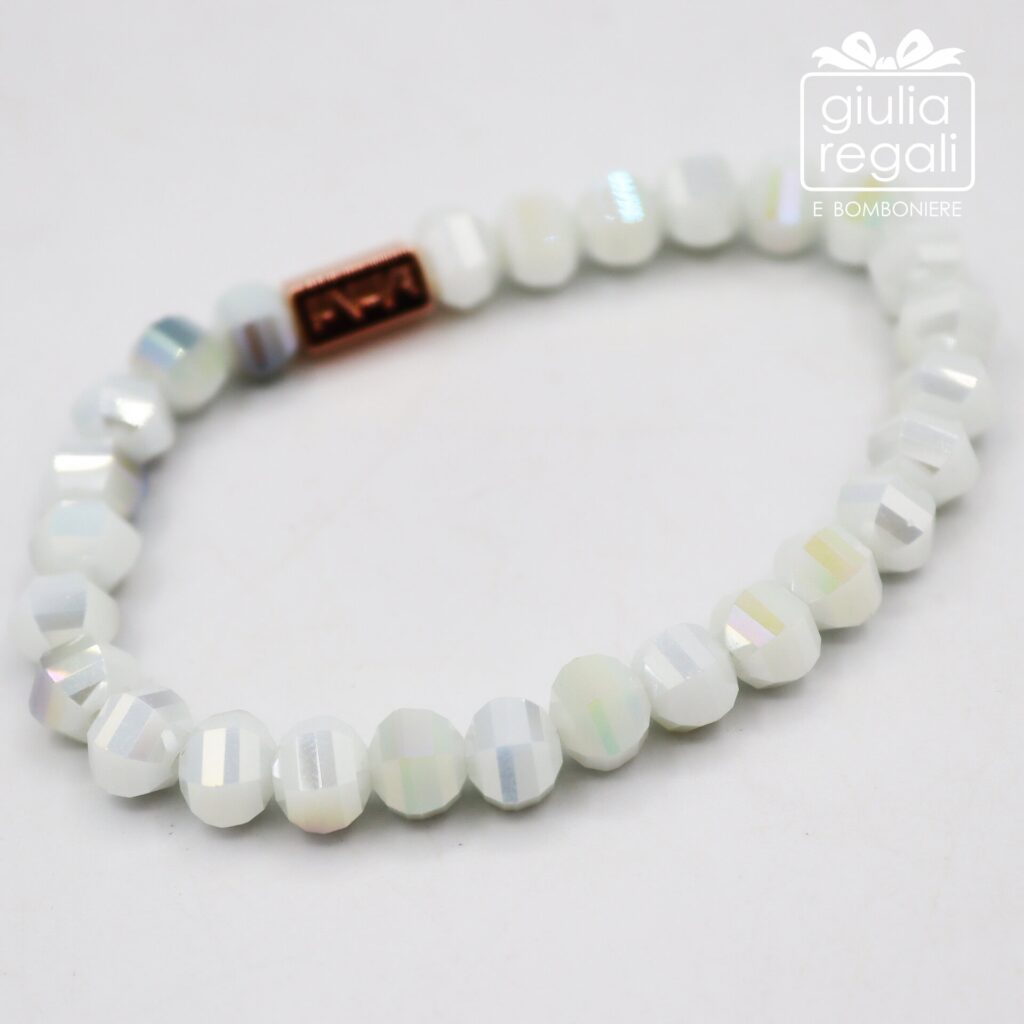 Braccialetto pietre e cristalli - bianco - no charm 6
