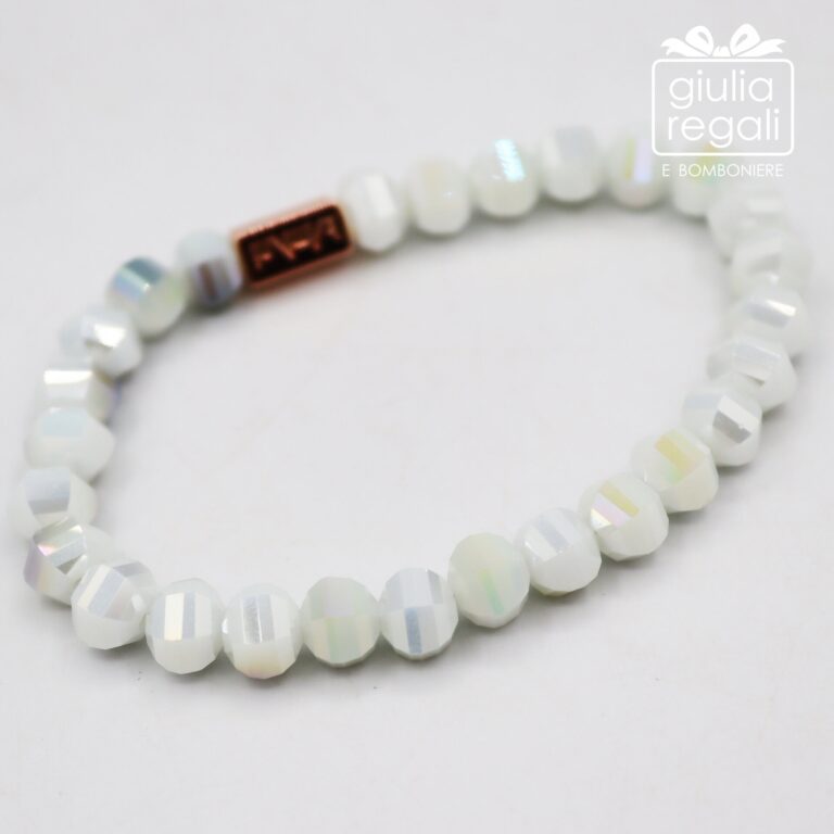 Braccialetto pietre e cristalli - bianco - no charm 6