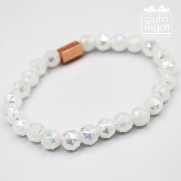 Braccialetto pietre e cristalli - bianco - no charm 7