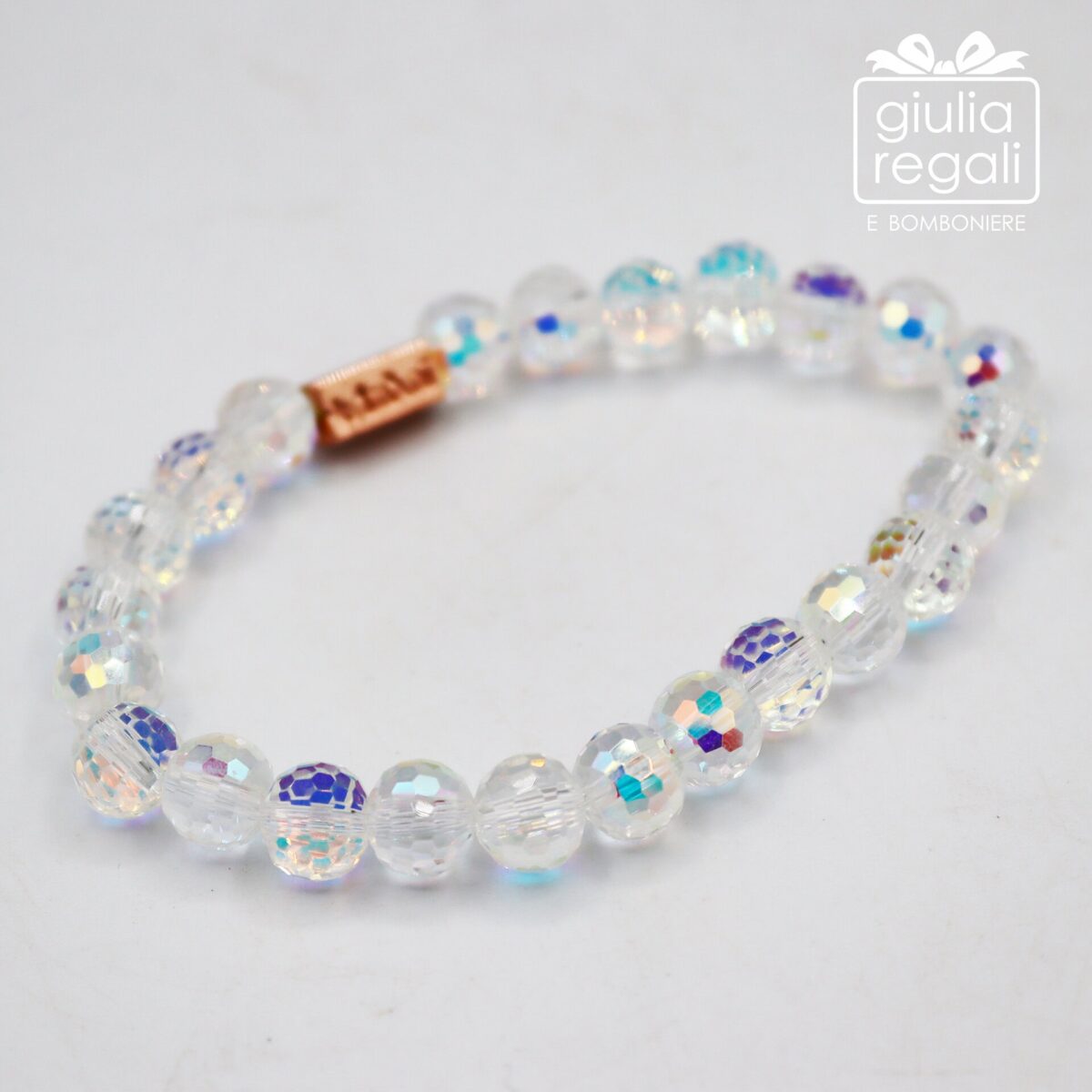 Braccialetto pietre e cristalli - bianco - no charm 8
