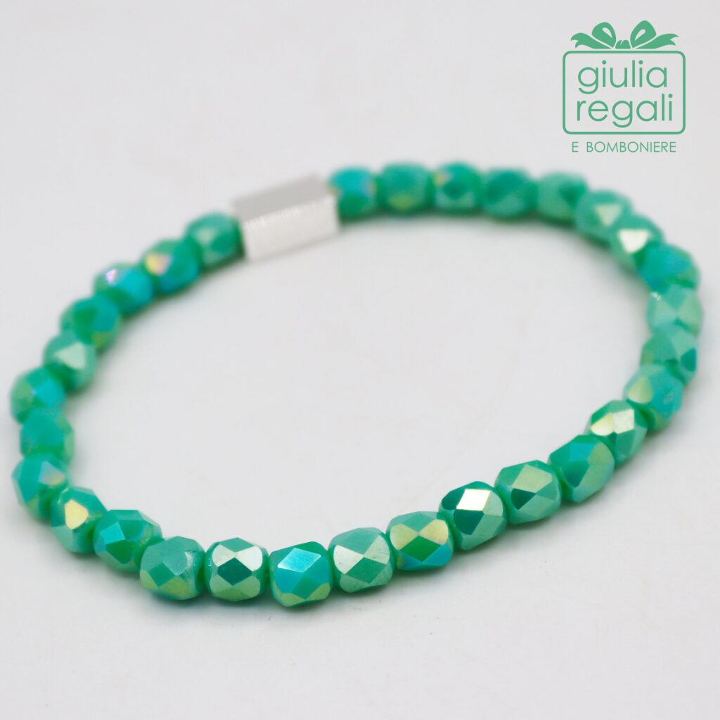 Braccialetto pietre e cristalli - verde - no charm 13