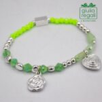 Braccialetto pietre e cristalli - verde - rosa cuore