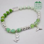 Braccialetto pietre e cristalli - verde - sirena coda