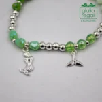 Braccialetto pietre e cristalli - verde - sirena coda