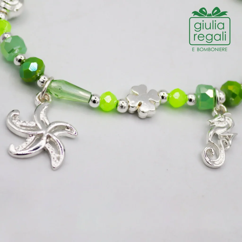 Braccialetto pietre e cristalli - verde - stella cavalluccio