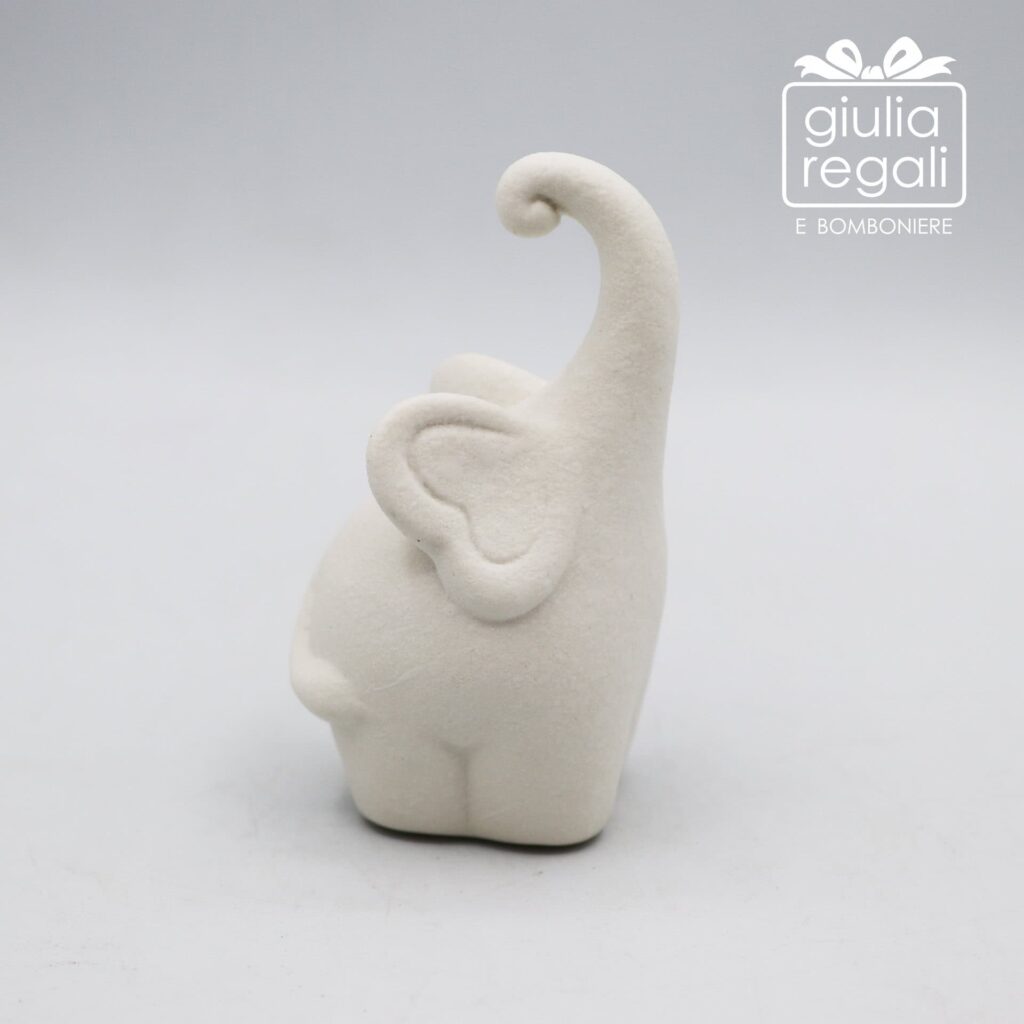 Porta anelli elefantino in ceramica bianca 9 cm