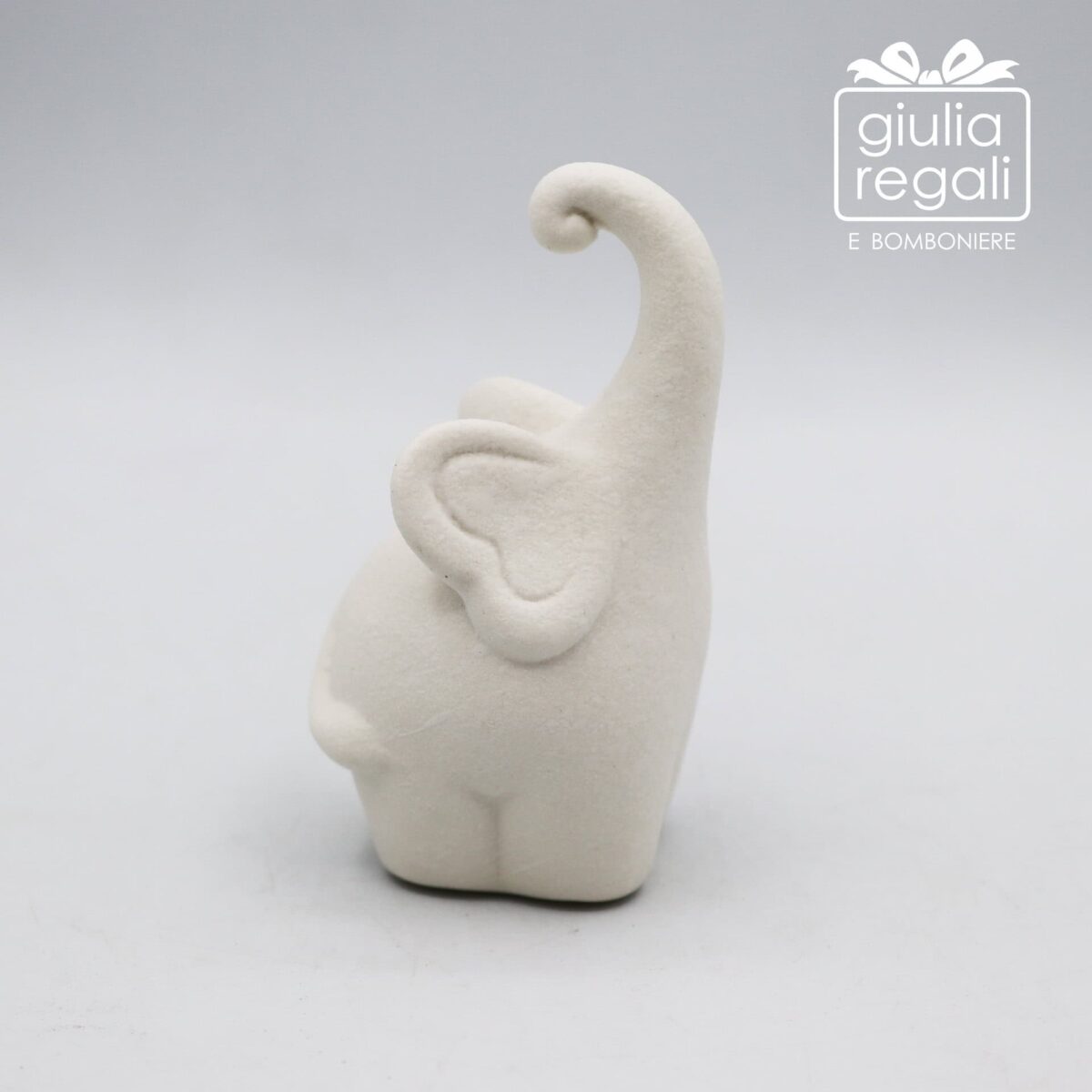 Porta anelli elefantino in ceramica bianca 9 cm
