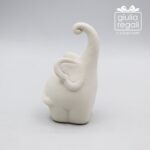 Porta anelli elefantino in ceramica bianca 9 cm