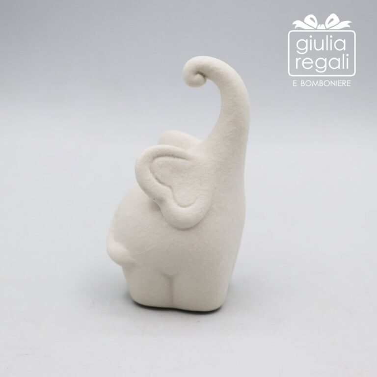 Porta anelli elefantino in ceramica bianca 9 cm